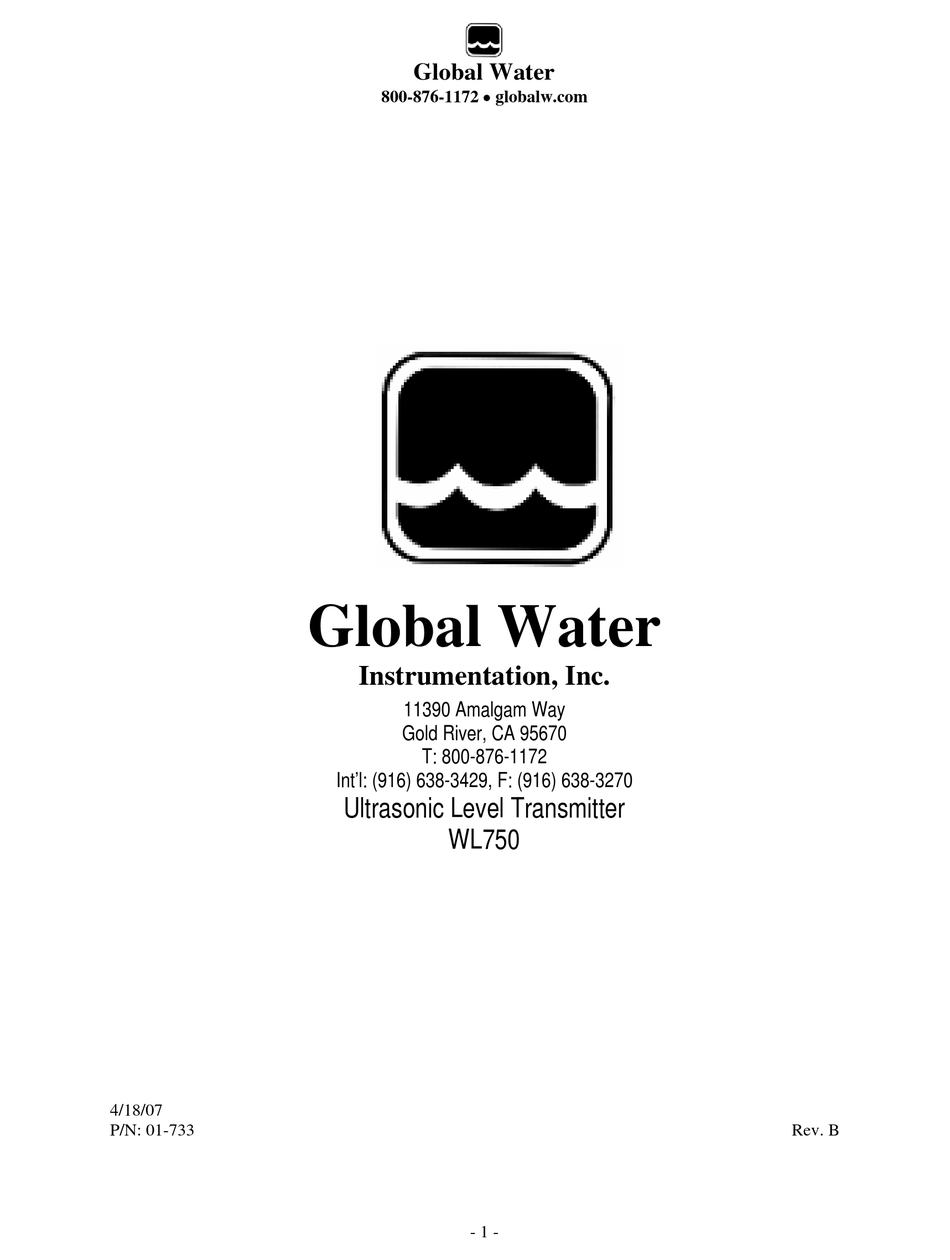GLOBAL WATER WL750 MANUAL Pdf Download ManualsLib