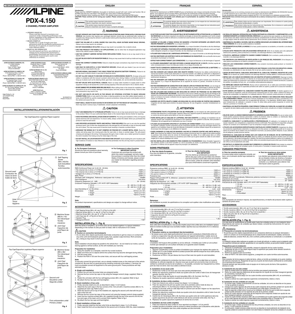 ALPINE PDX-4.150 OWNER'S MANUAL Pdf Download | ManualsLib