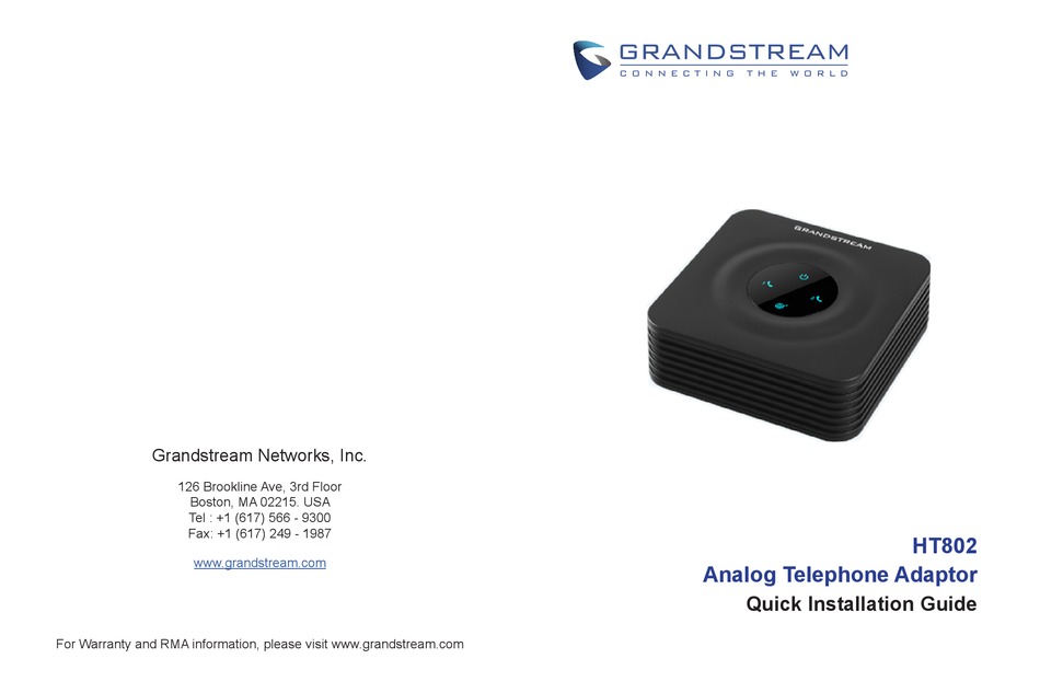 GRANDSTREAM NETWORKS HT802 QUICK INSTALLATION MANUAL Pdf Download