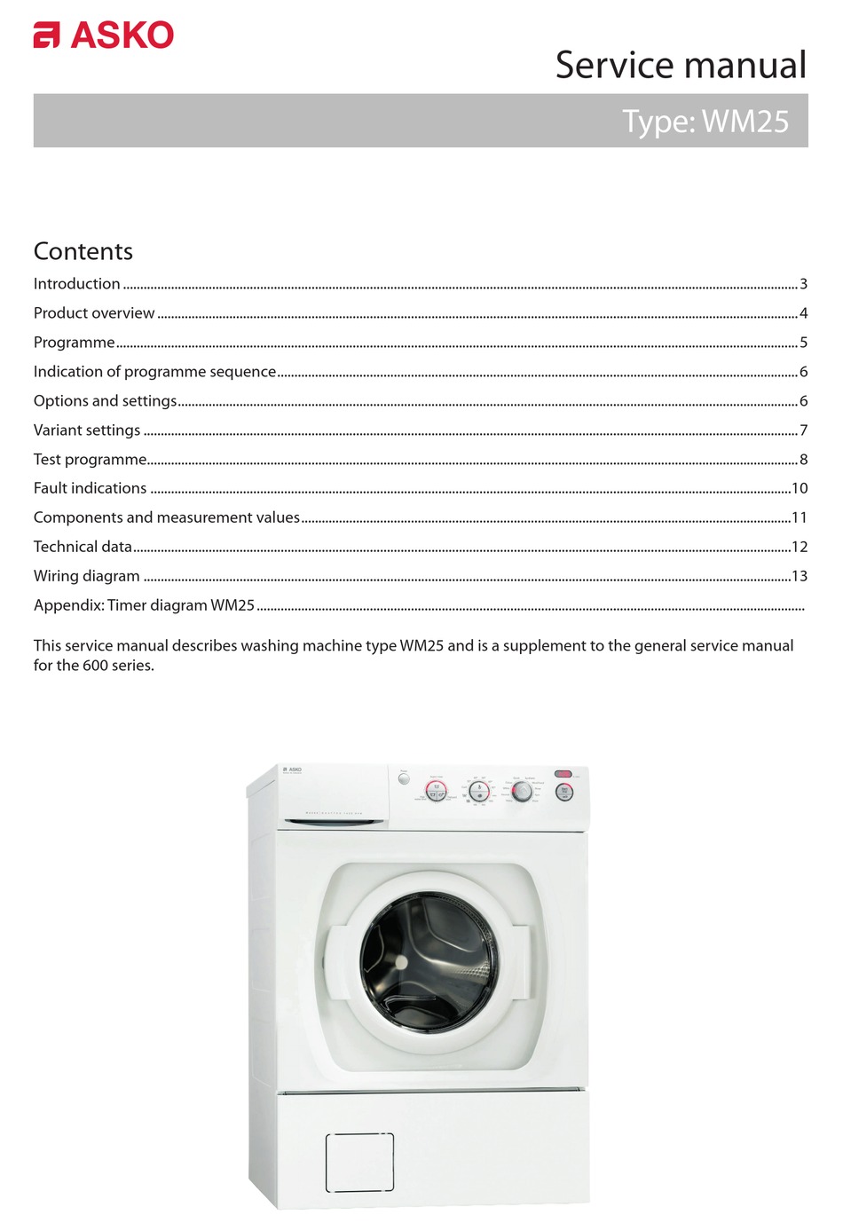 ASKO WM25 SERVICE MANUAL Pdf Download ManualsLib