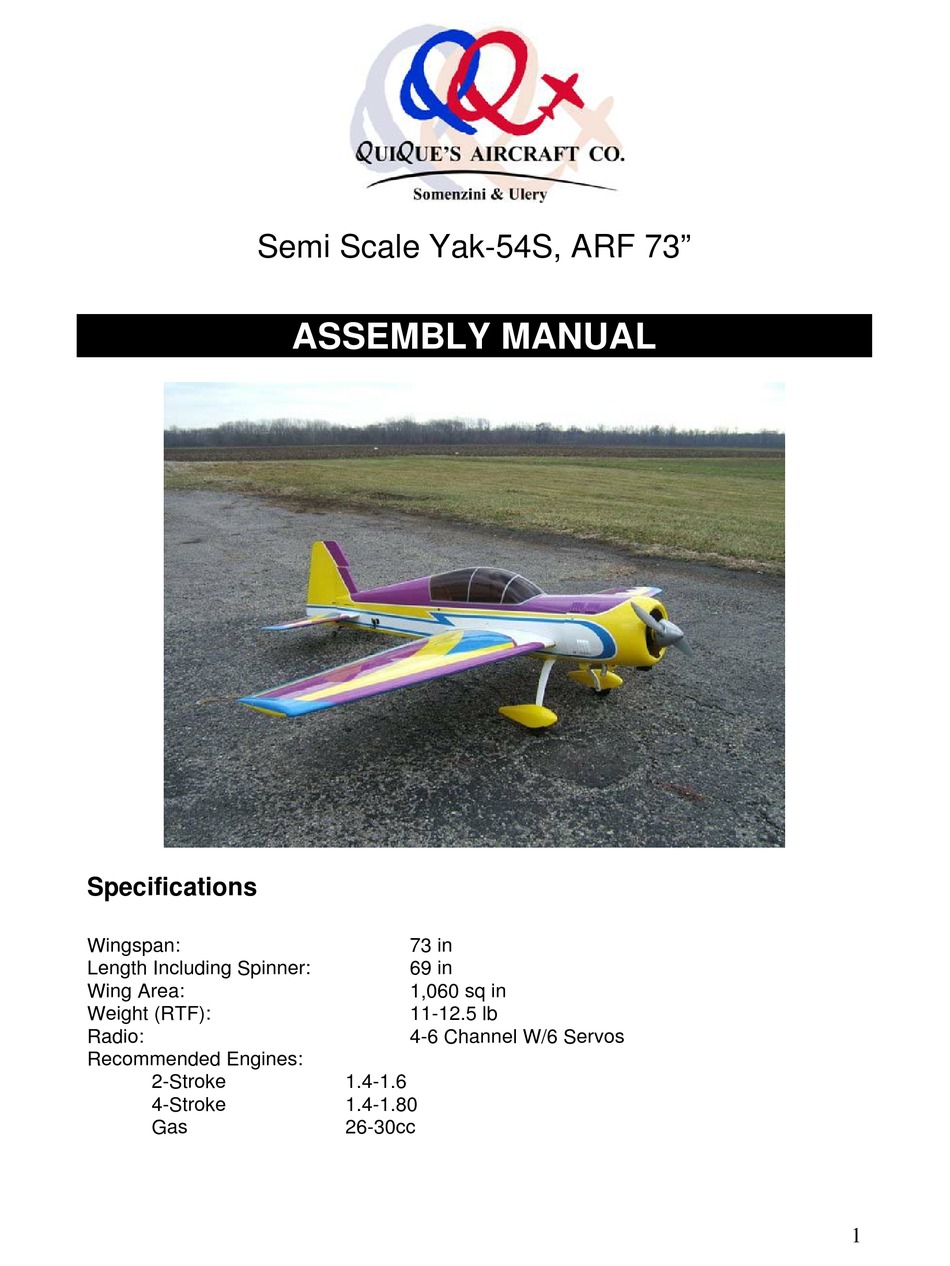 QUIQUE'S AIRCRAFT YAK-54S ASSEMBLY MANUAL Pdf Download | ManualsLib