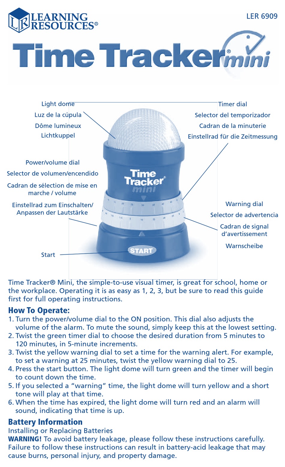 LEARNING RESOURCES TIME TRACKER MINI USER MANUAL Pdf Download ManualsLib