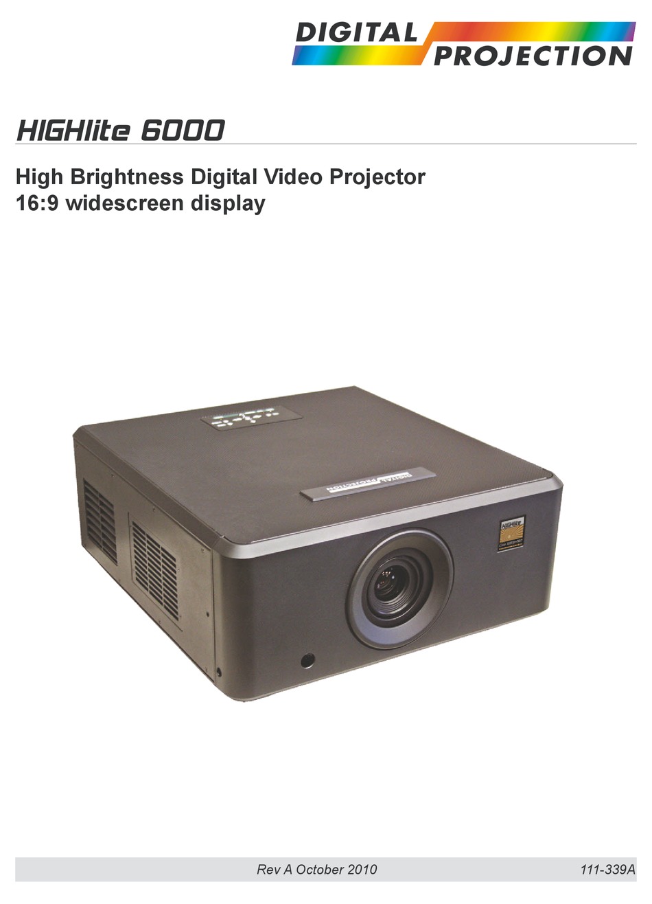DIGITAL PROJECTION HIGHLITE 6000 USER MANUAL Pdf Download ManualsLib