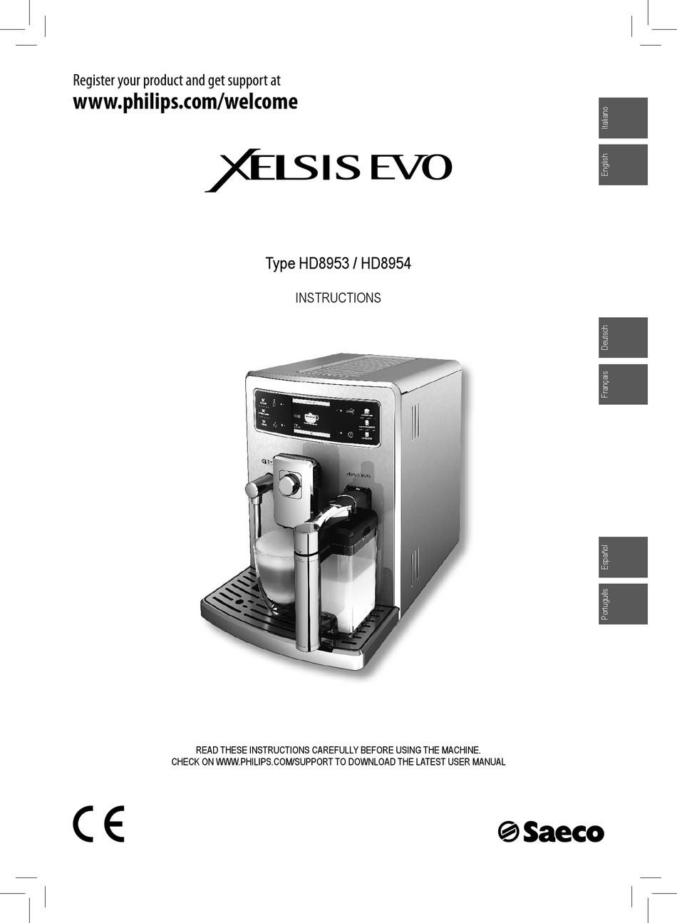 SAECO XELSIS EVO HD8953 INSTRUCTIONS MANUAL Pdf Download ManualsLib