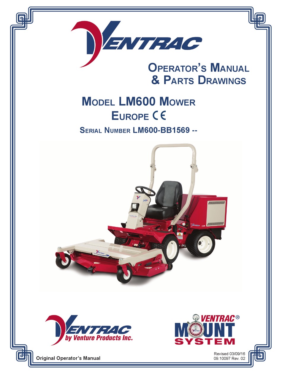 VENTRAC LM600 OPERATOR'S MANUAL & PARTS Pdf Download ManualsLib