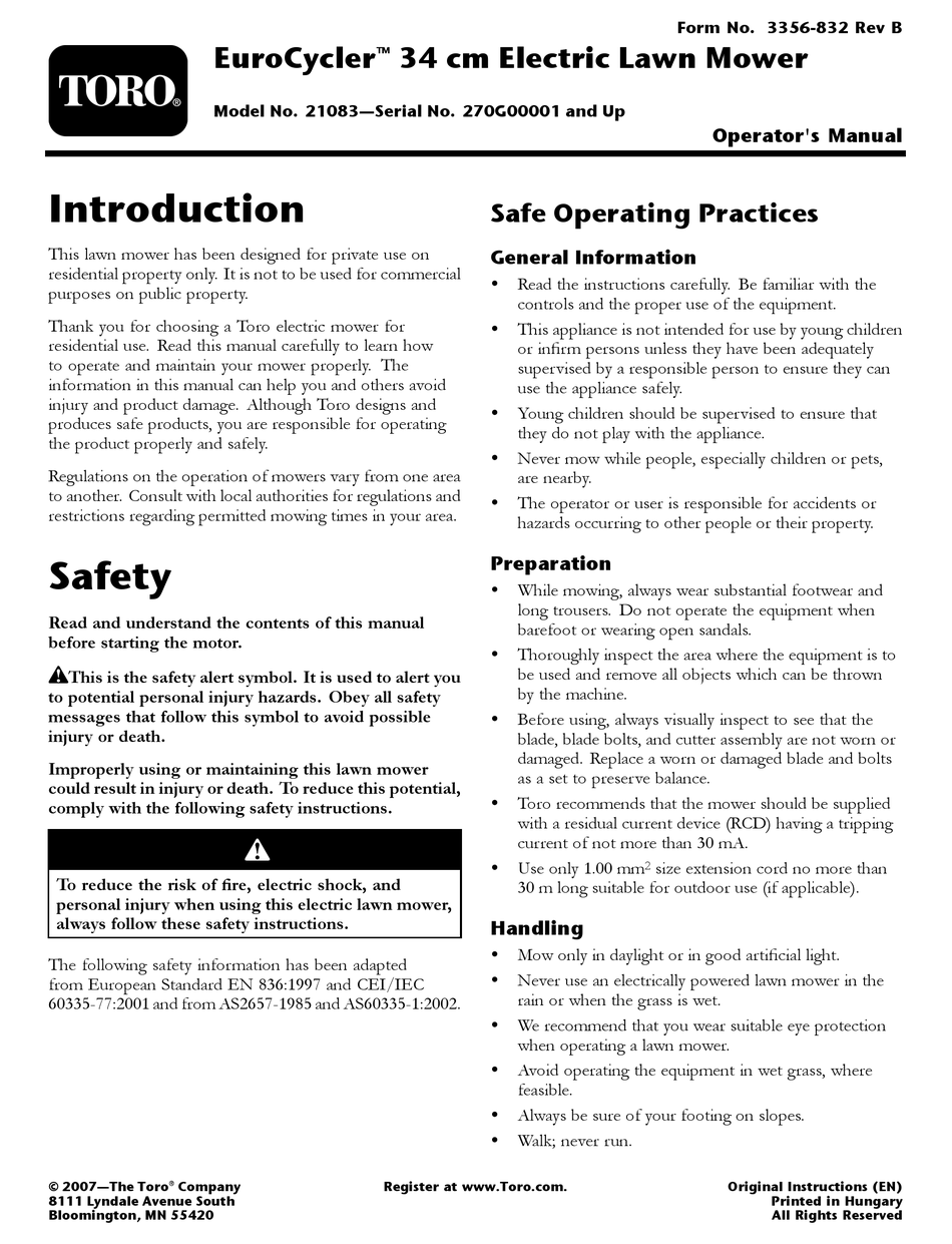 TORO 21083 OPERATOR'S MANUAL Pdf Download | ManualsLib