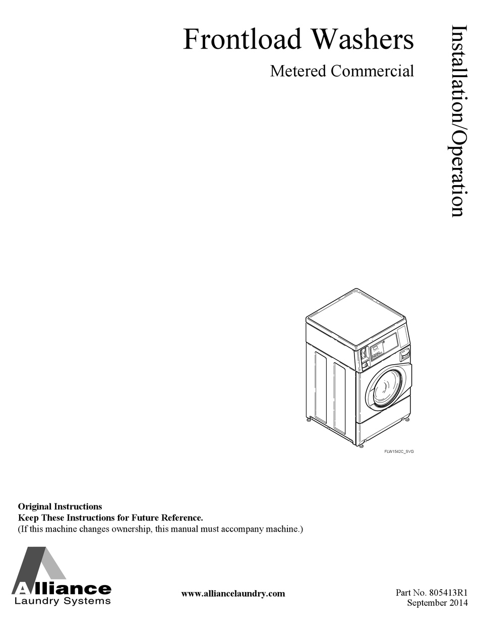 ALLIANCE LAUNDRY SYSTEMS 805413R1 INSTALLATION & OPERATION MANUAL Pdf