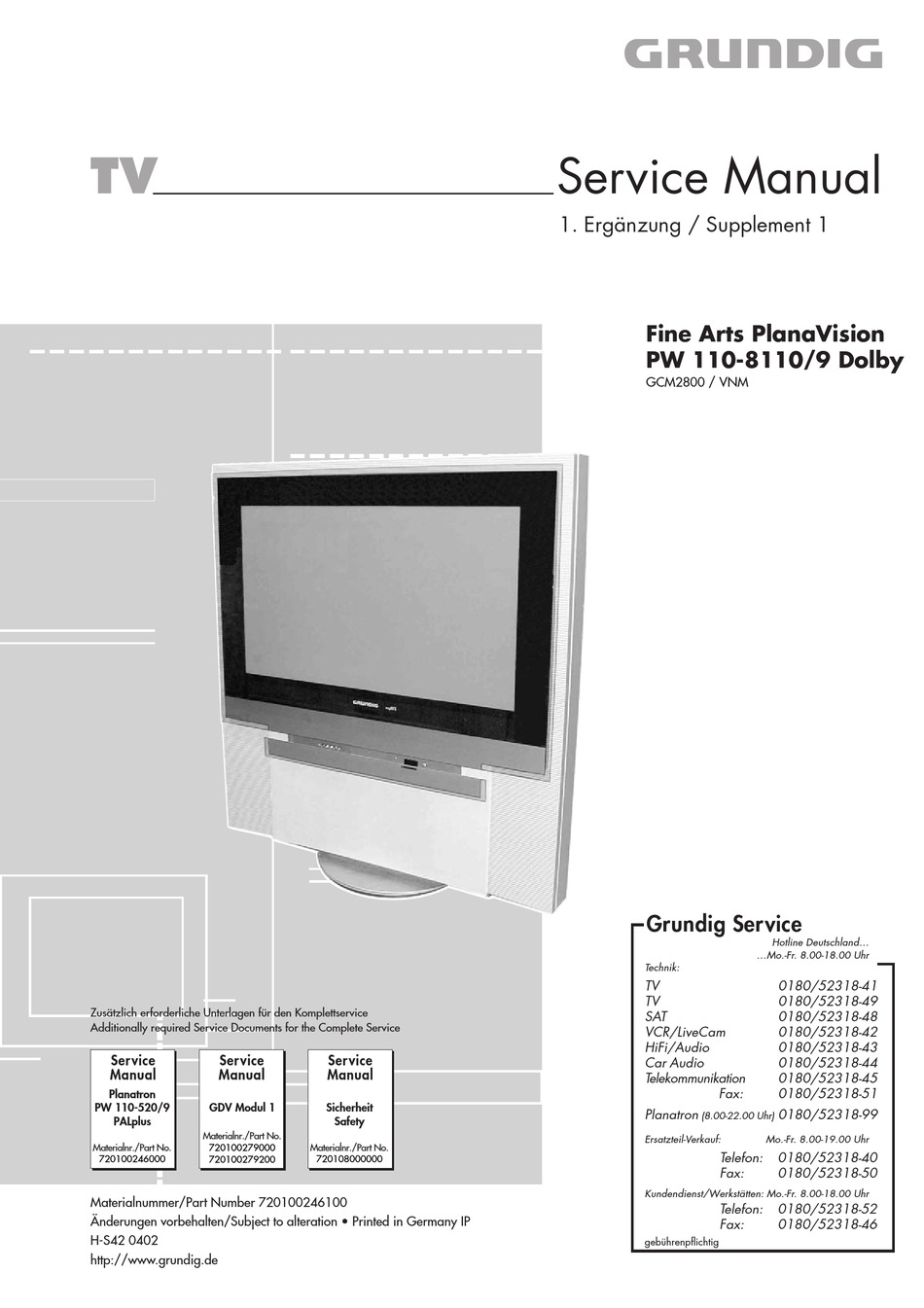 Как подключить телевизор grundig Grundig Service - Grundig PW 110-8110/9 Service Manual Page 7 ManualsLib