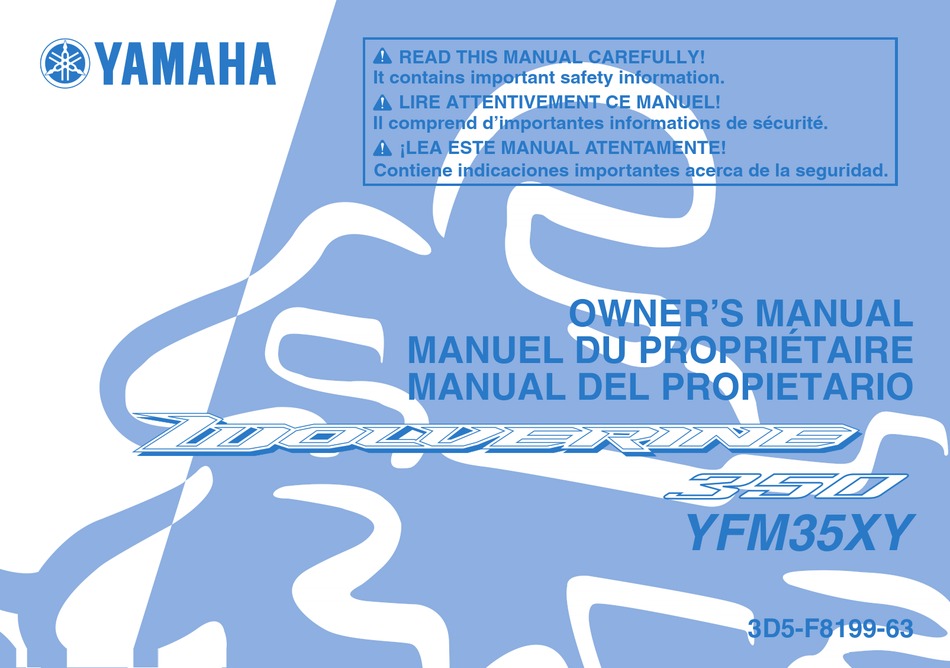 Yamaha Wolverine 350 Yfm35xy Owner S Manual Pdf Download Manualslib
