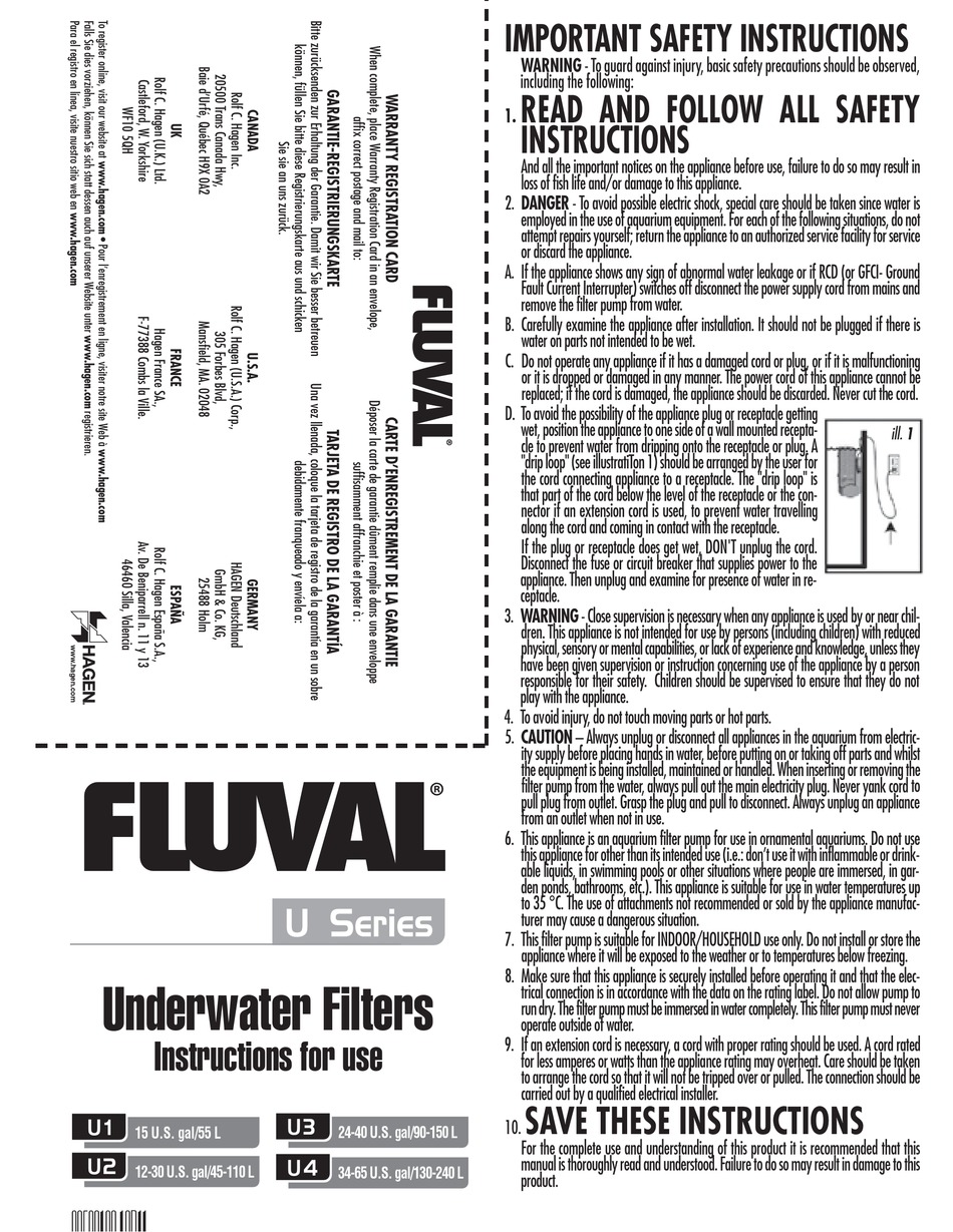 Fluval U1 Instructions For Use Manual Pdf Download Manualslib