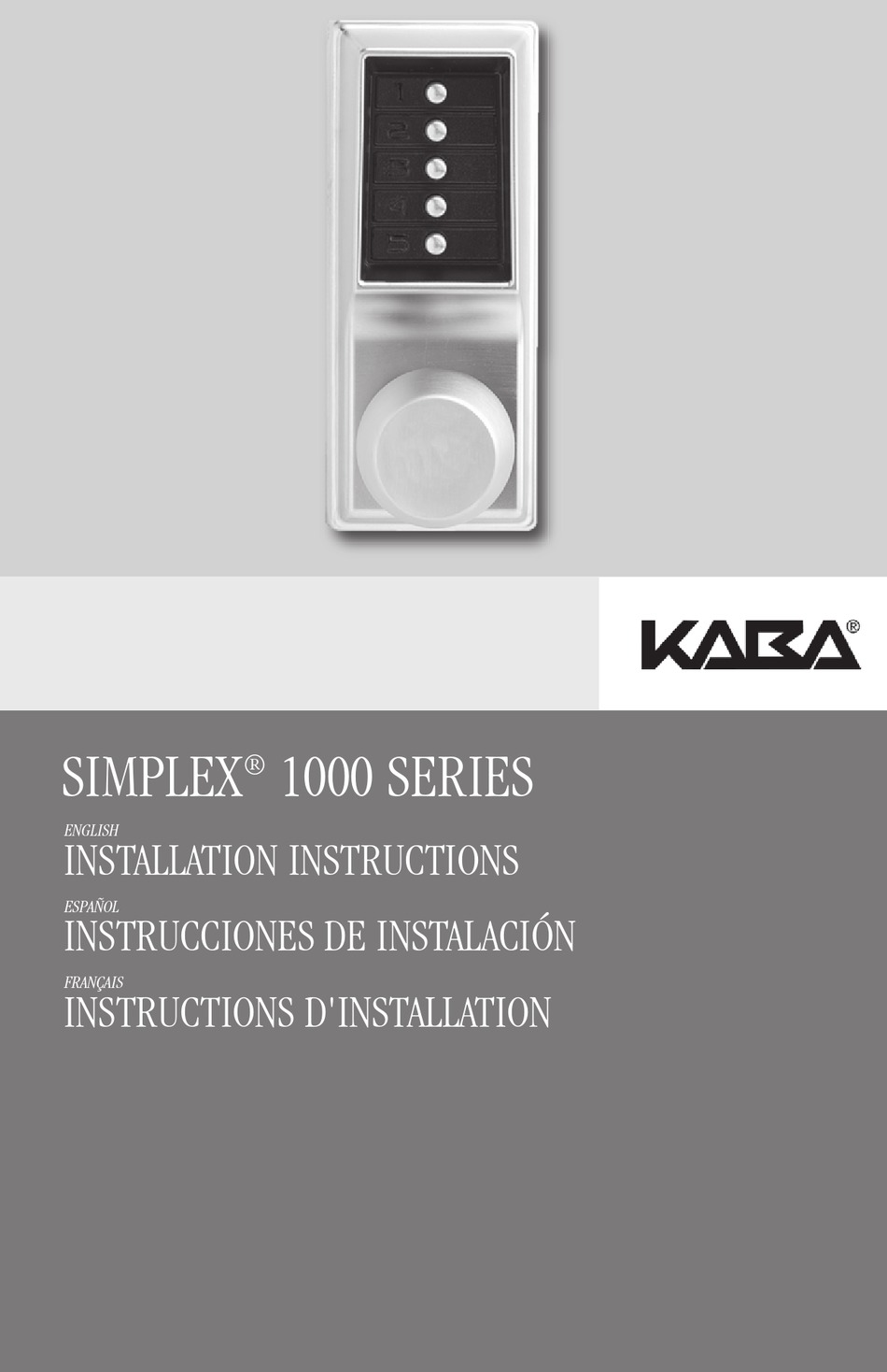 Kaba Simplex 1000 Manual