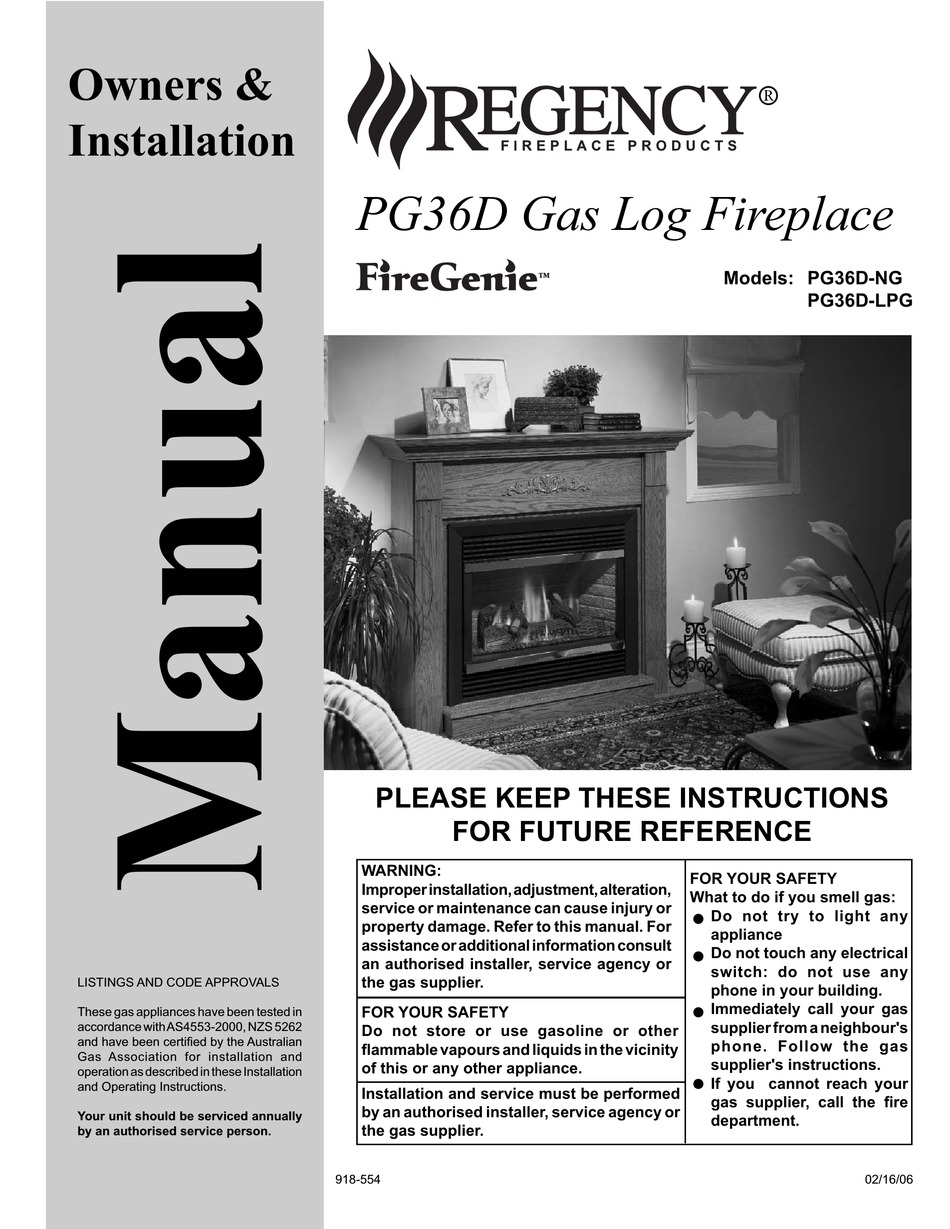 REGENCY PG36D-NG OWNERS & INSTALLATION Pdf Download | ManualsLib