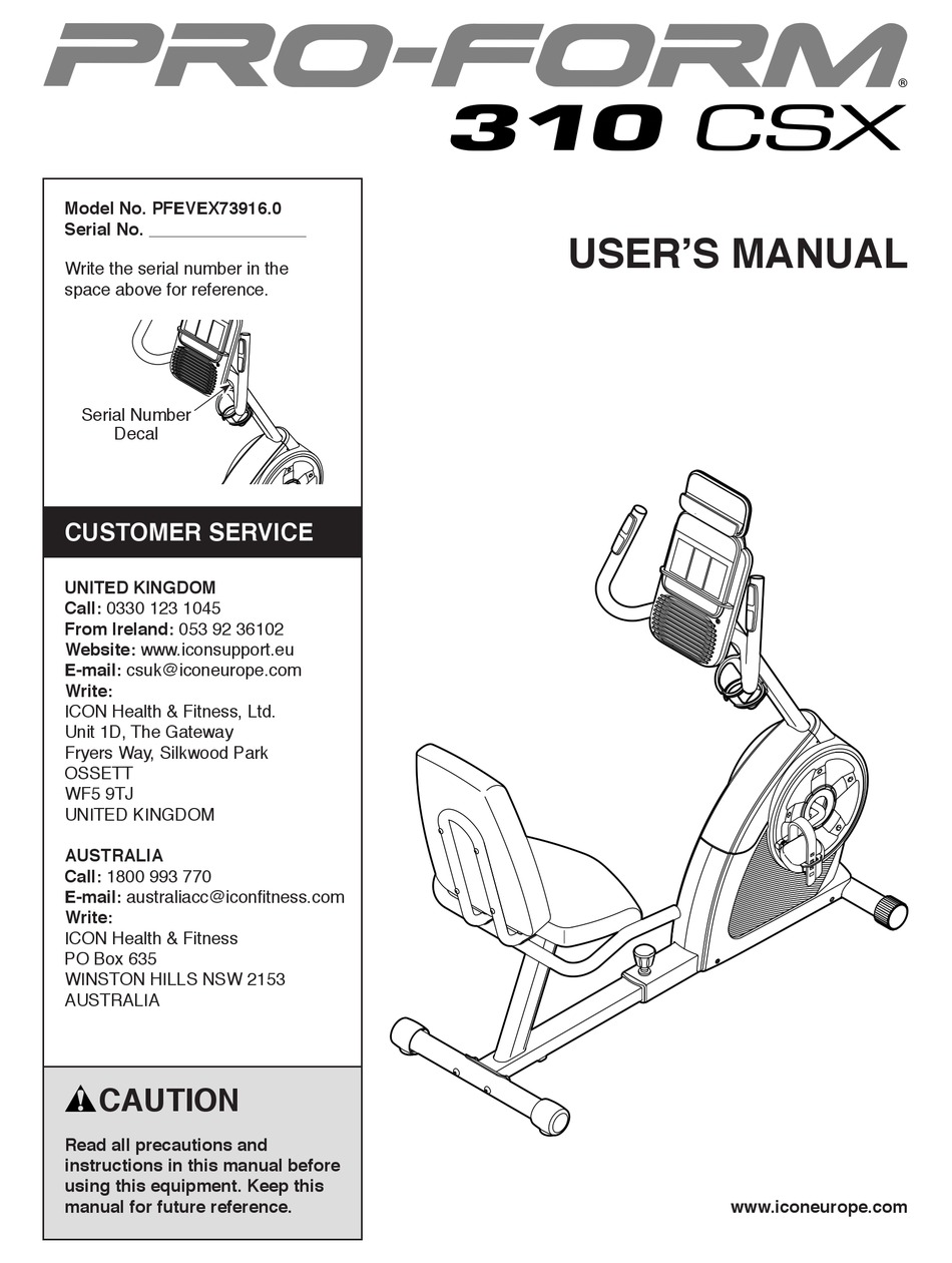 proform 310 csx recumbent bike