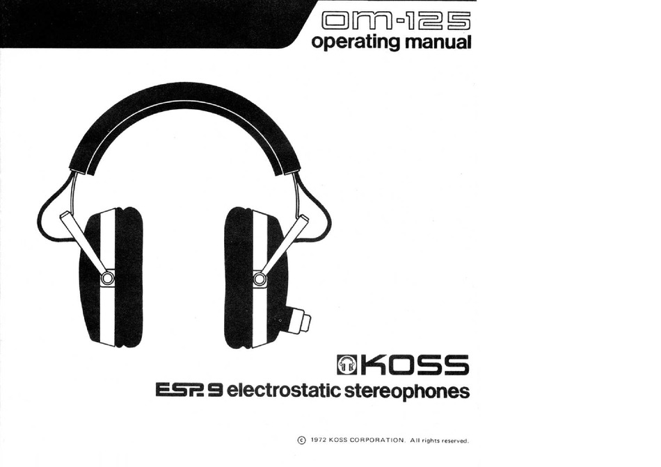 KOSS ESP9 OPERATING MANUAL Pdf Download ManualsLib
