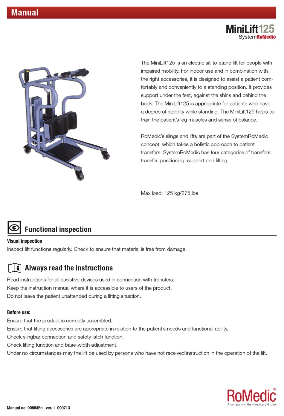 ROMEDIC MINILIFT125 INSTRUCTIONS MANUAL Pdf Download ManualsLib