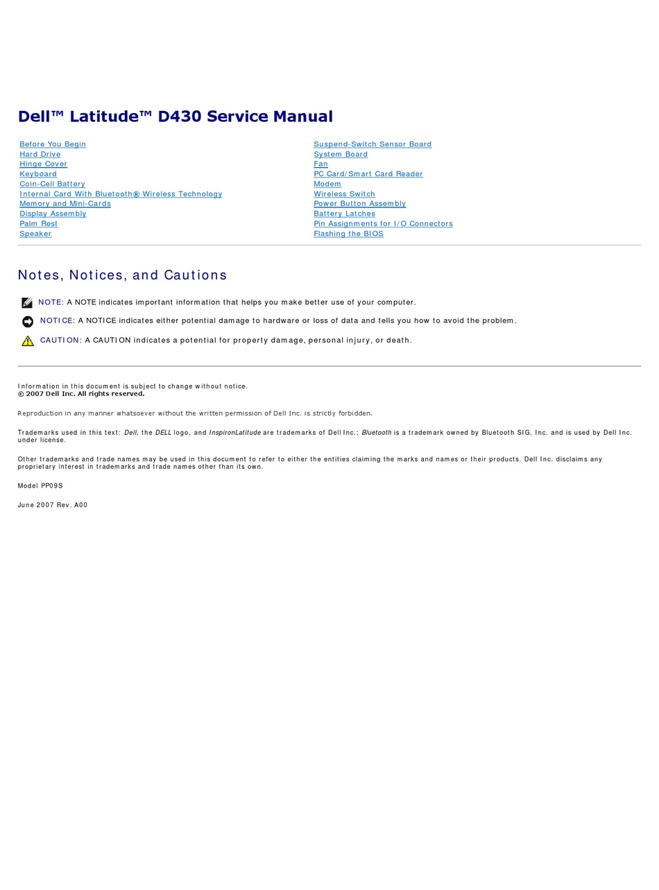 Dell Latitude D430 Service Manual Pdf Download Manualslib