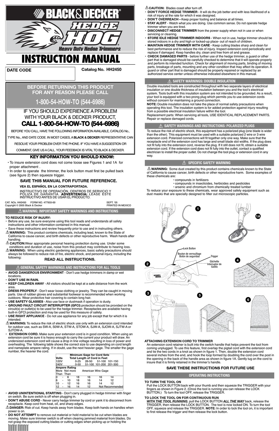 Black & Decker HH2450 Type 3 Parts Diagram for Hedge Trimmer