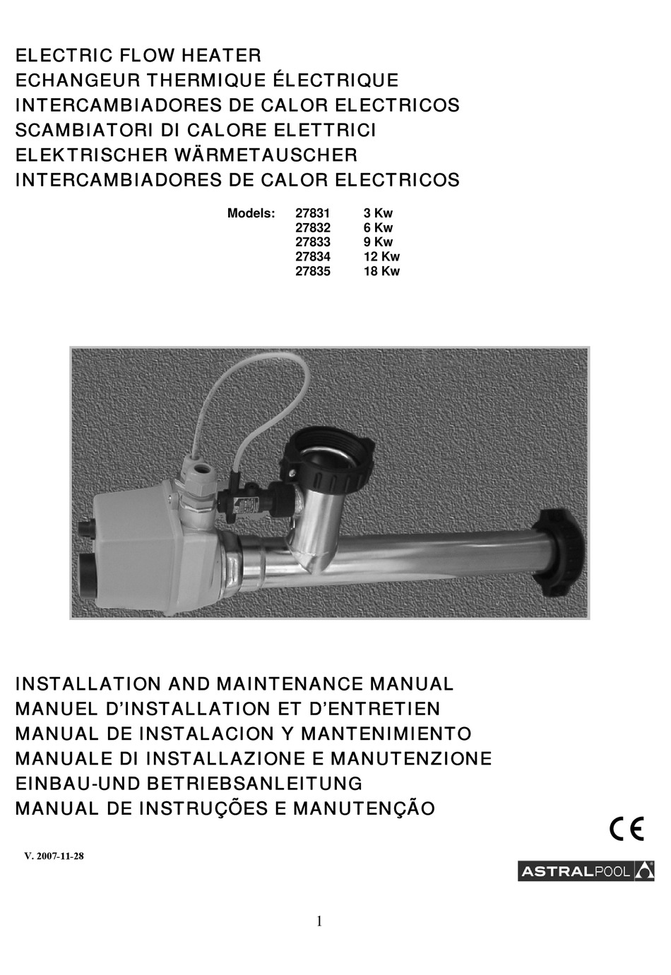 ASTRAL POOL 27831 INSTALLATION AND MAINTENANCE MANUAL Pdf Download