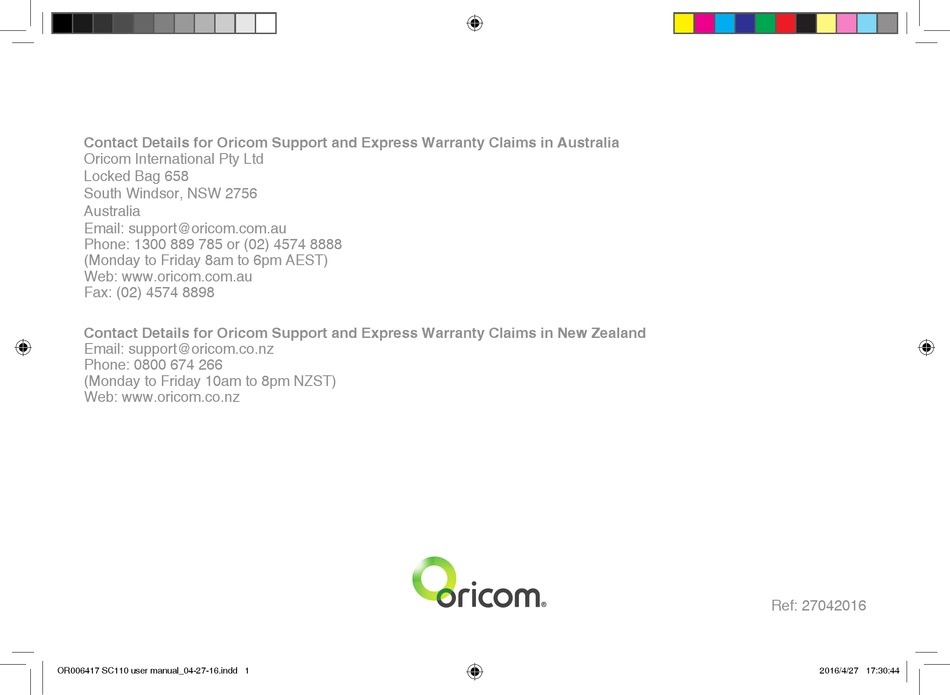 oricom secure 700