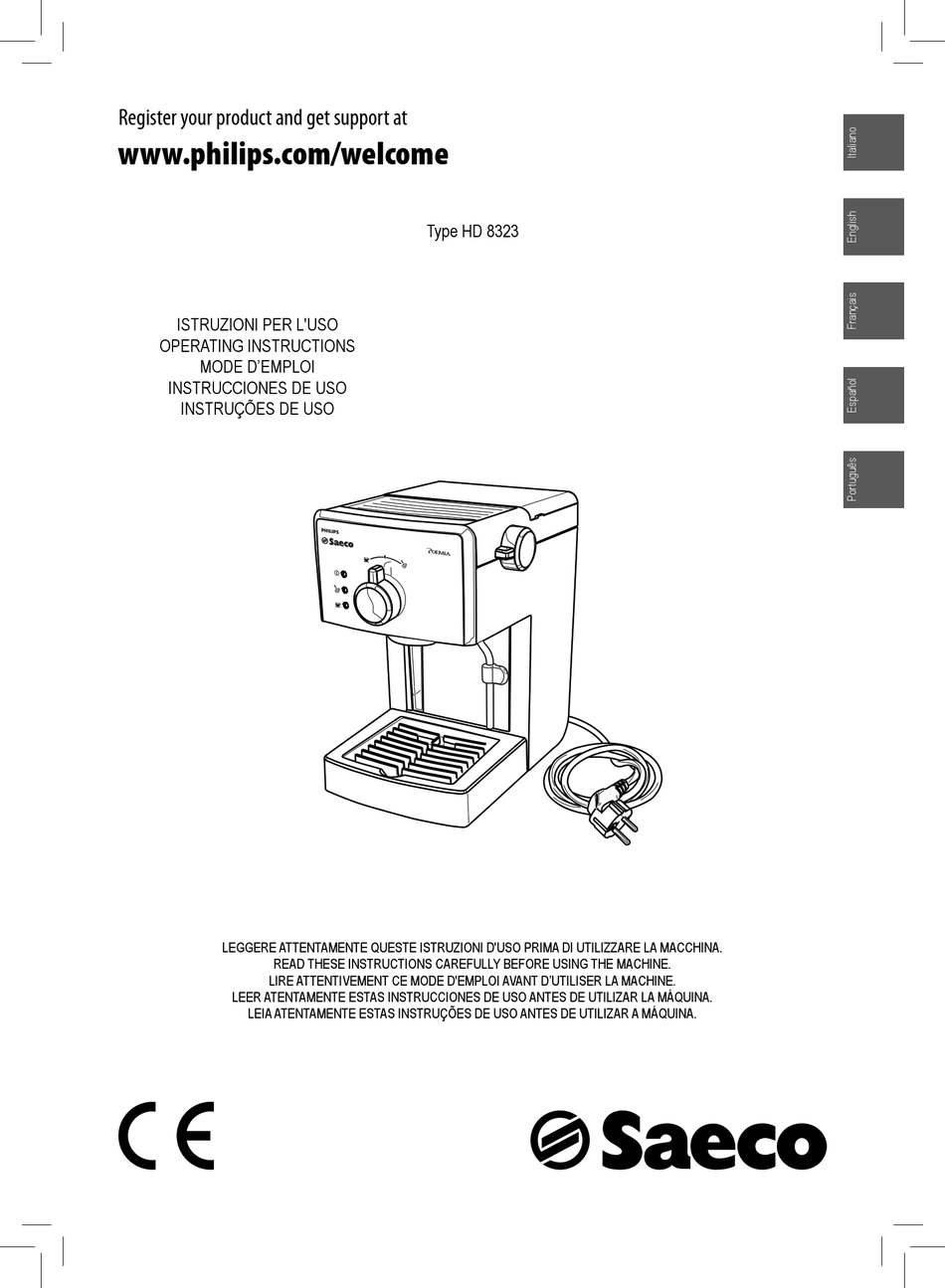 SAECO HD 8323 OPERATING INSTRUCTIONS MANUAL Pdf Download | ManualsLib