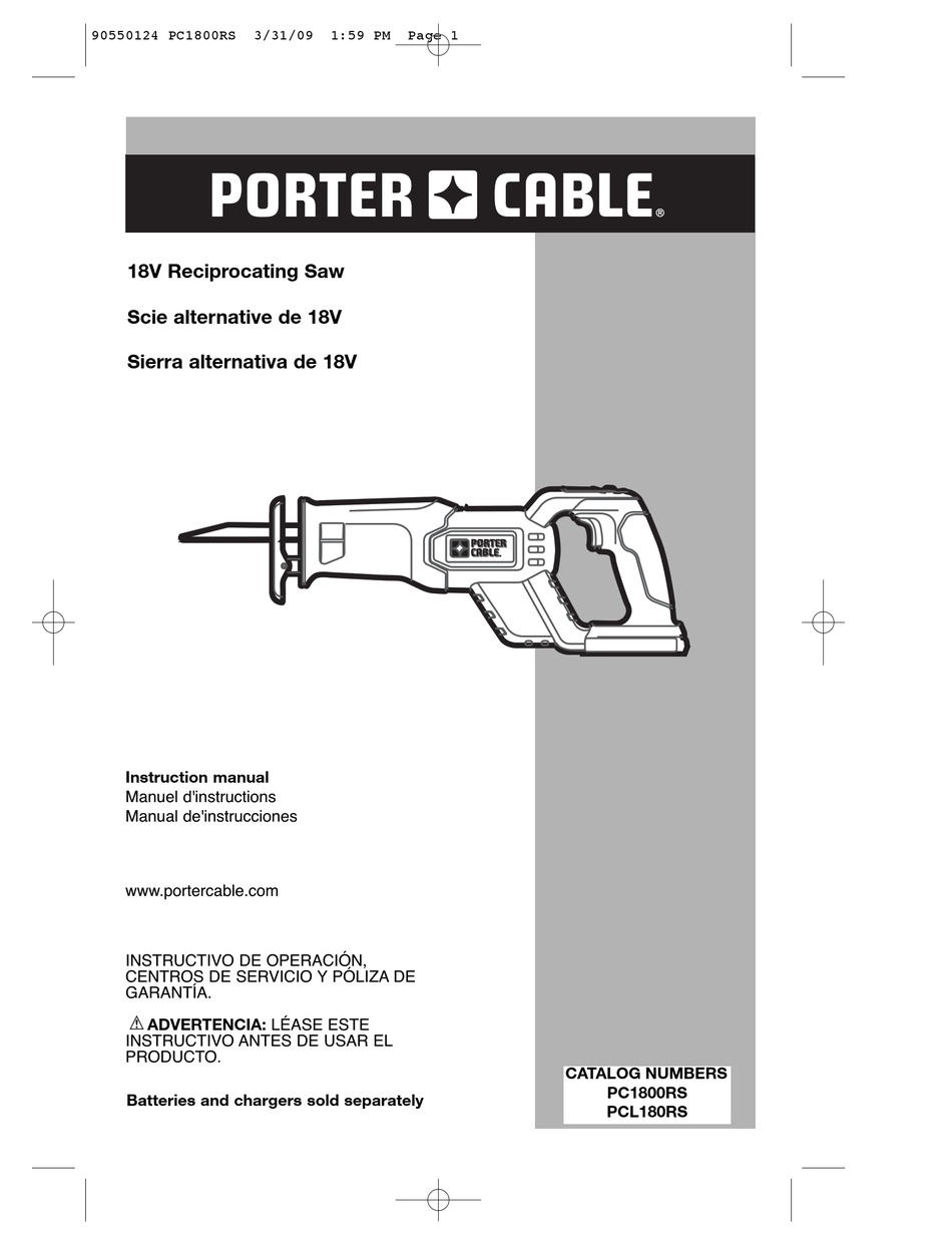 PORTER CABLE PC1800RS INSTRUCTION MANUAL Pdf Download ManualsLib