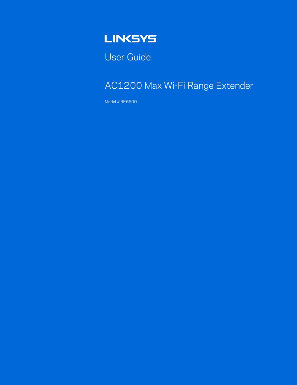 LINKSYS RE6500 USER MANUAL Pdf Download ManualsLib