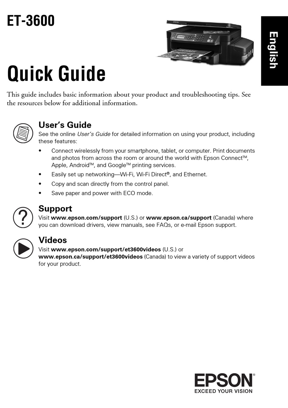 EPSON ET-3600 QUICK MANUAL Pdf Download | ManualsLib