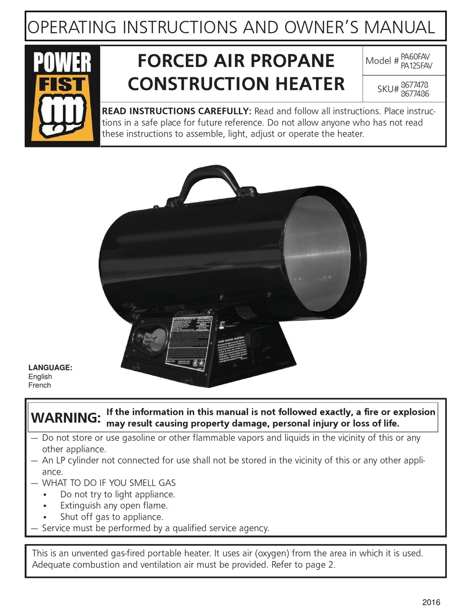POWER FIST PA60FAV OPERATING INSTRUCTIONS AND OWNER'S MANUAL Pdf Download |  ManualsLib
