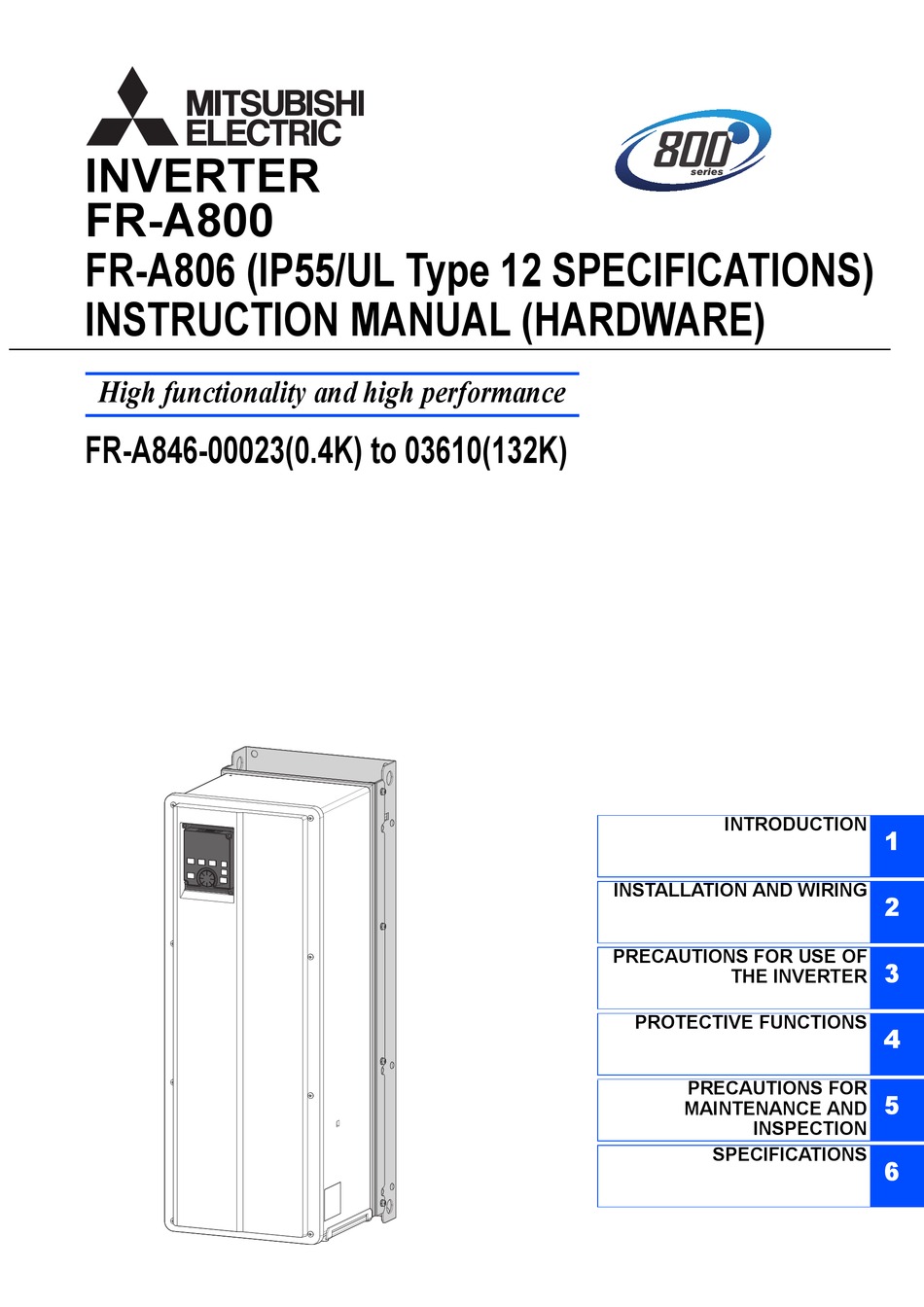 MITSUBISHI ELECTRIC FRA800 INSTRUCTION MANUAL Pdf