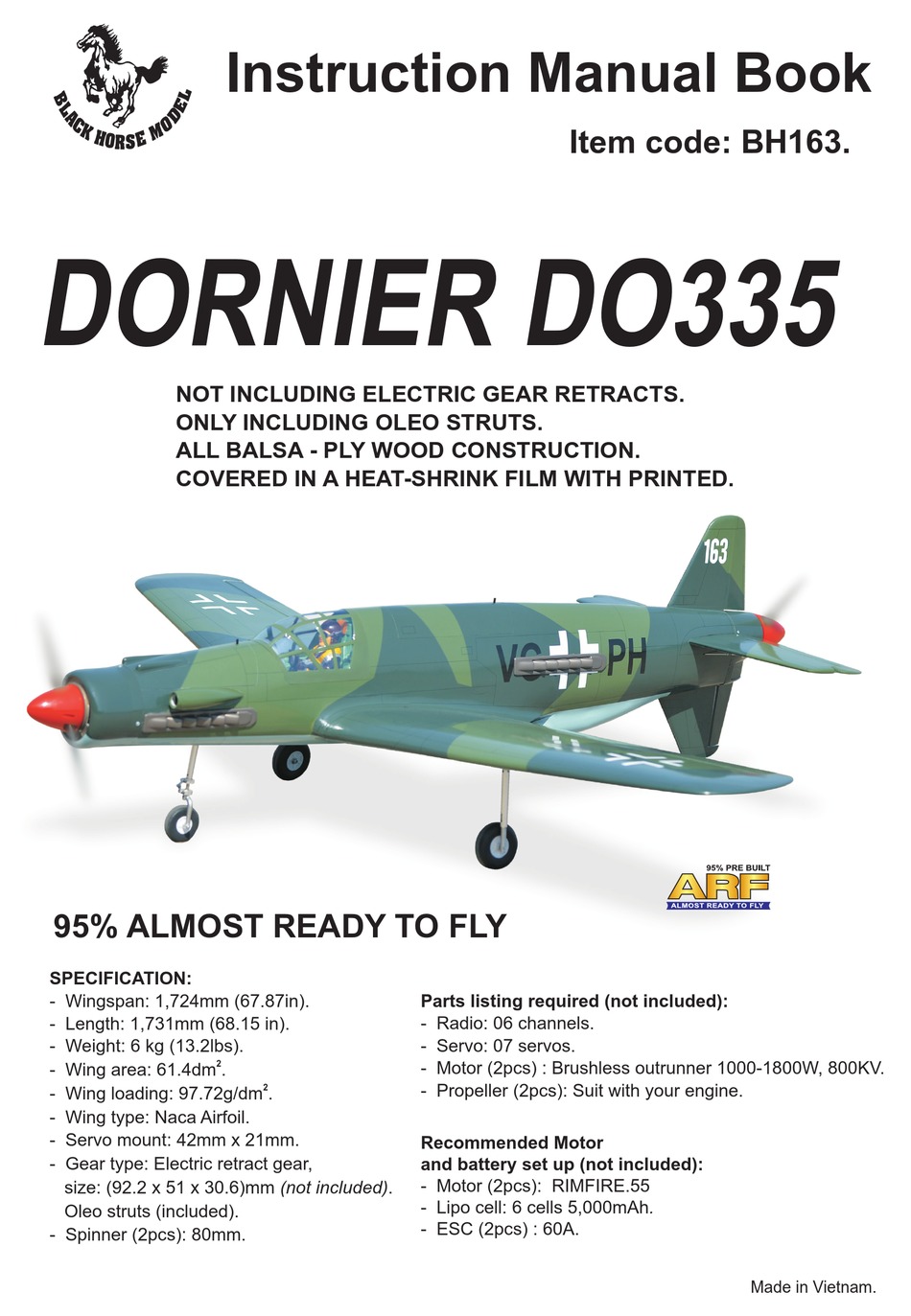 Black Horse Model Dornier Do335 Instruction Manual Pdf Download Manualslib