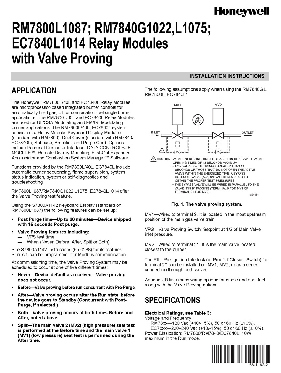 HONEYWELL 2RM7800L1087 INSTALLATION INSTRUCTIONS MANUAL Pdf Download