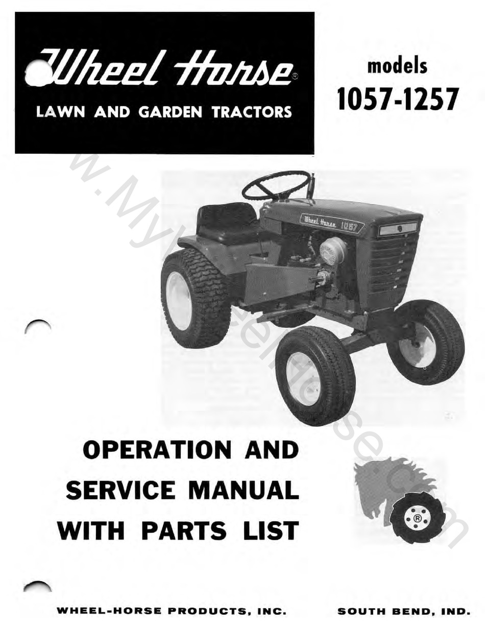WHEEL HORSE 1057 OPERATION AND SERVICE MANUAL Pdf Download ManualsLib