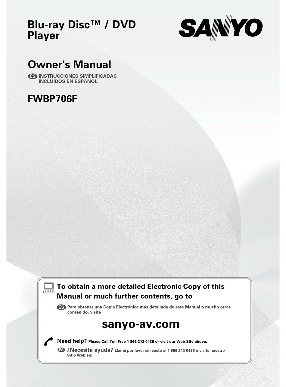 SANYO FWBP706F OWNER'S MANUAL Pdf Download | ManualsLib