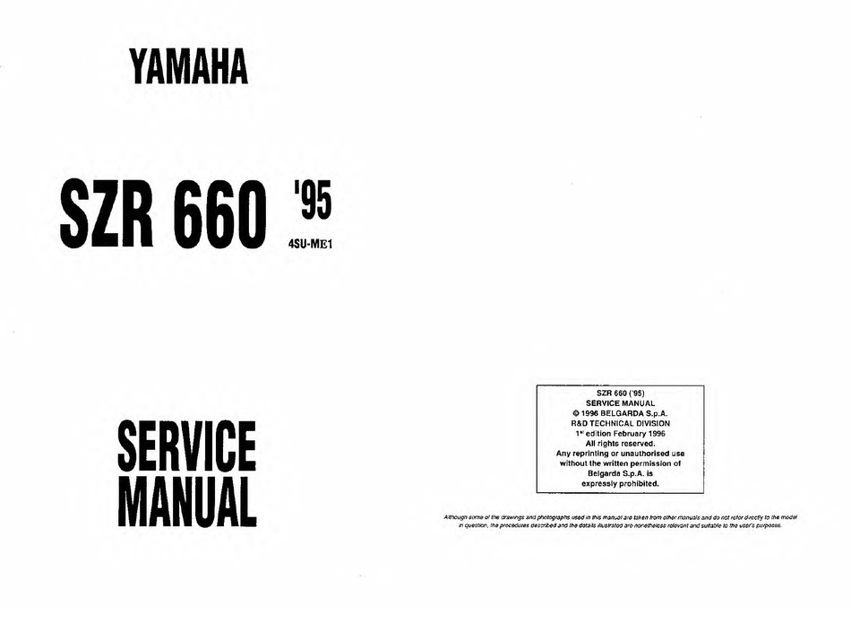 Yamaha szr service manuals