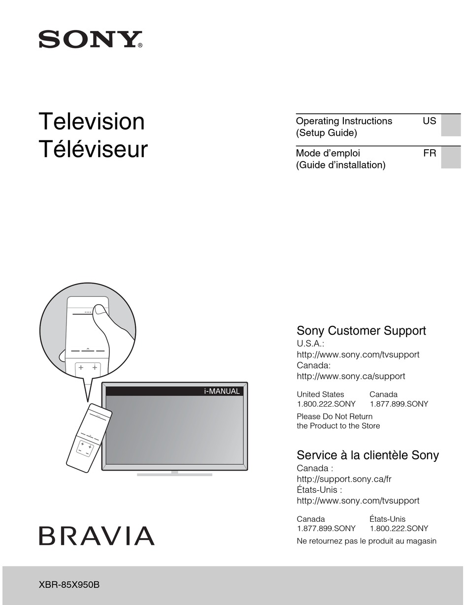 SONY BRAVIA XBR-85X950B OPERATING INSTRUCTIONS MANUAL Pdf Download ...