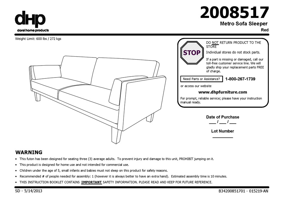 DHP 2008517 ASSEMBLY INSTRUCTION MANUAL Pdf Download ManualsLib