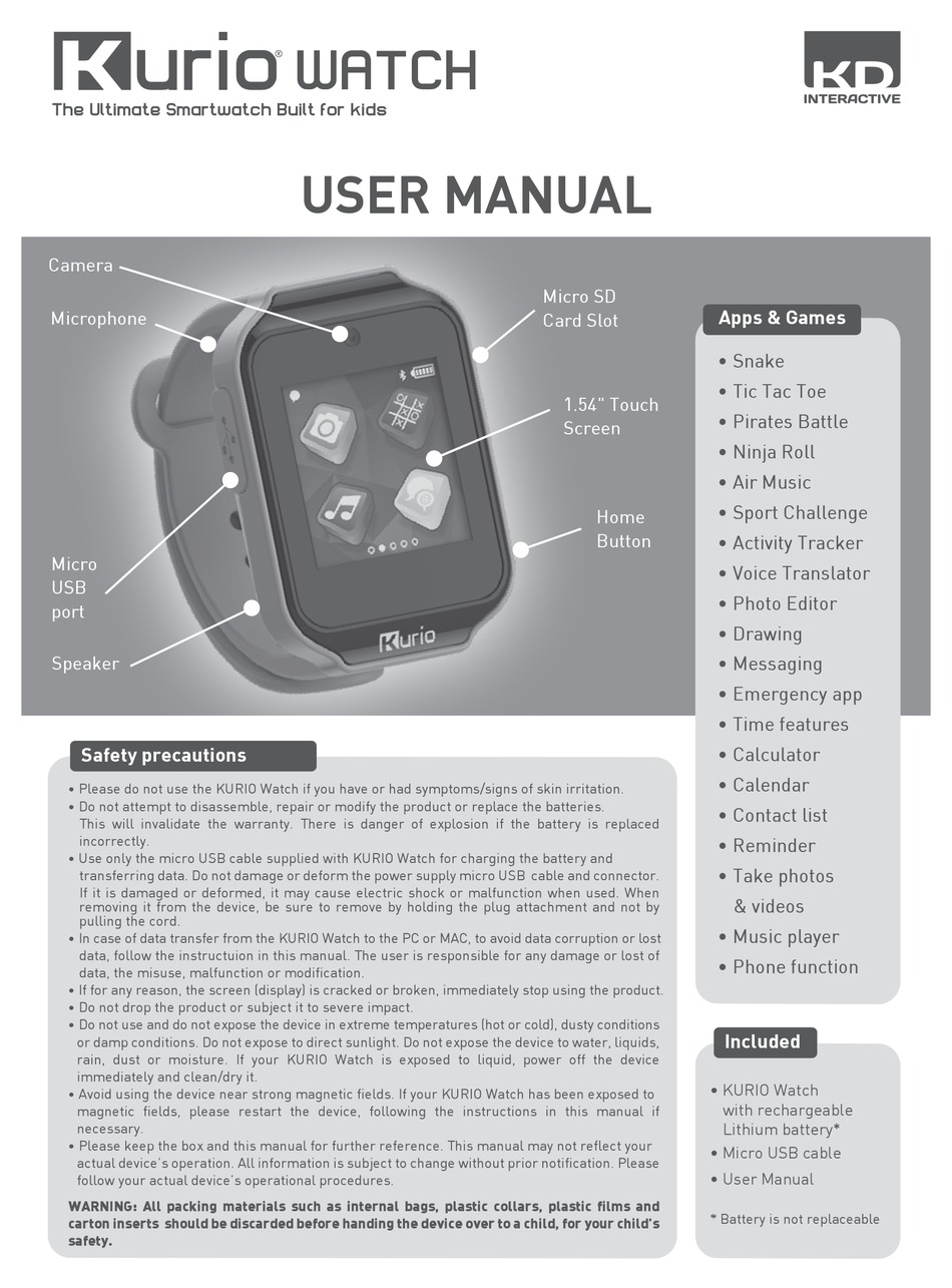 KURIO WATCH USER MANUAL Pdf Download ManualsLib