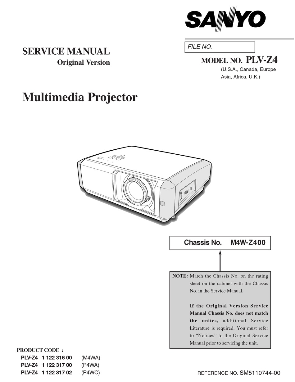 Sanyo Plv Z4 Service Manual Pdf Download Manualslib