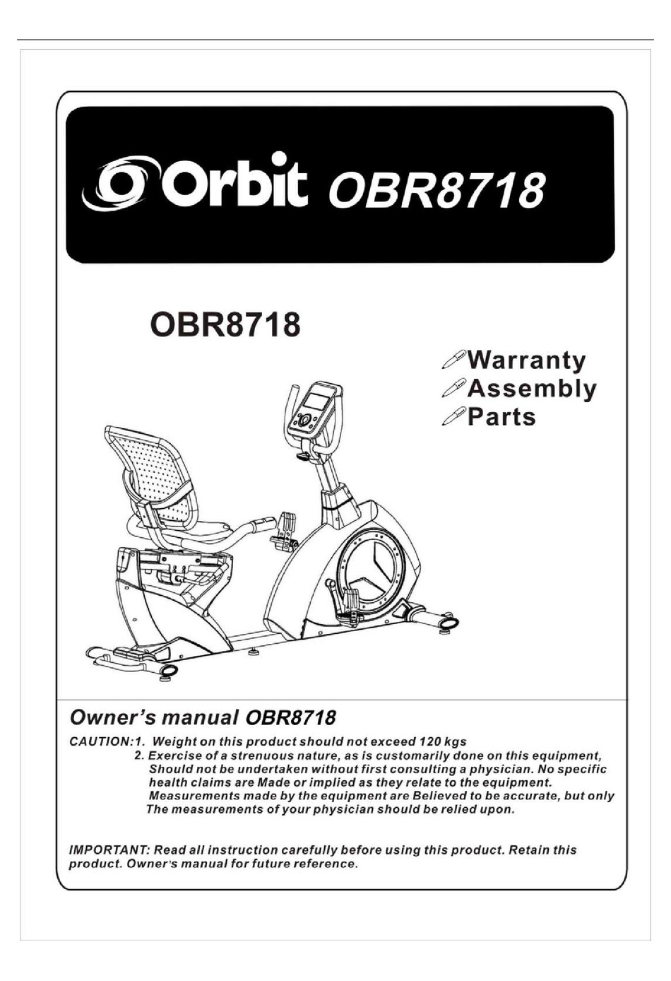 ORBIT OBR8718 OWNER