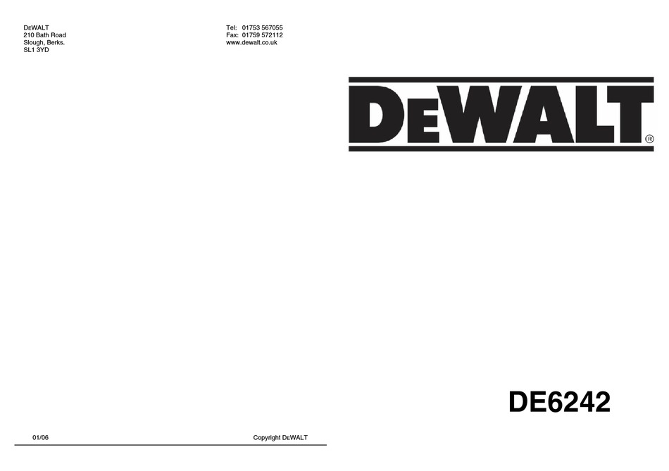 kat binde Sindsro DEWALT DE6242 MANUAL Pdf Download | ManualsLib