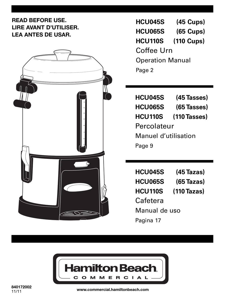 Hamilton Beach 46700 8 Cup Pour Over Coffee Maker Instruction Manual