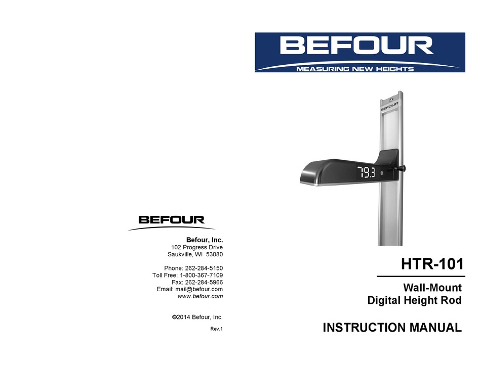 Befour HTR-101 Digital Height Rod with Wall Mount 