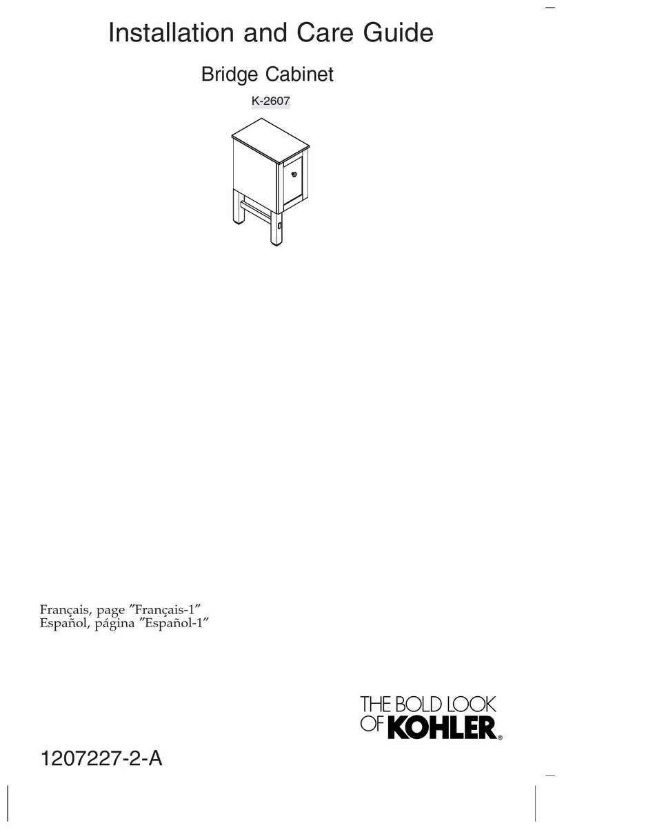 KOHLER K 2607 INSTALLATION AND CARE MANUAL Pdf Download ManualsLib