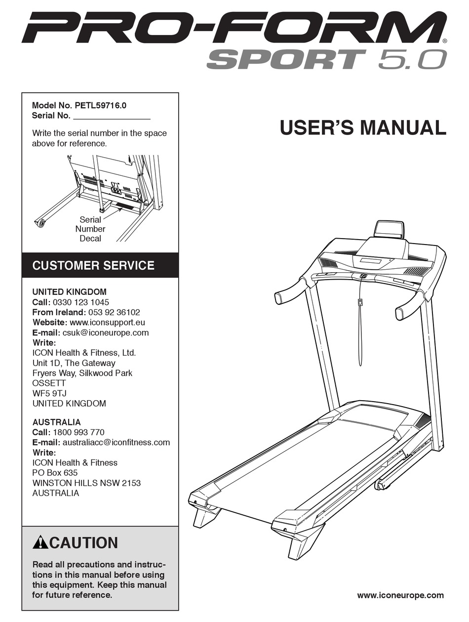 PROFORM SPORT 5.0 PETL59716.0 USER MANUAL Pdf Download | ManualsLib