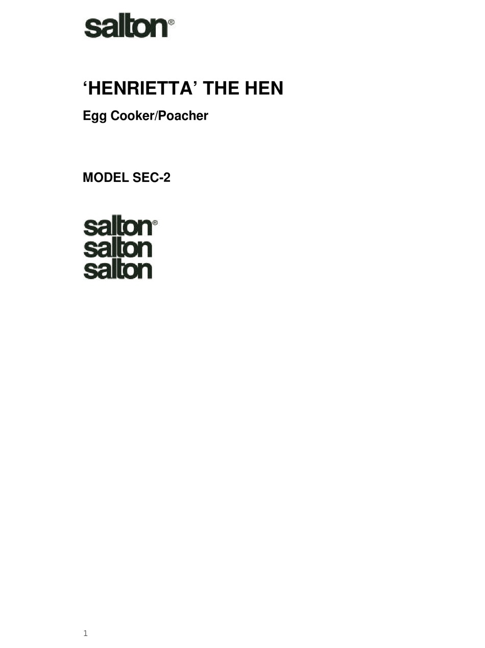 SALTON SEC2 MANUAL Pdf Download ManualsLib