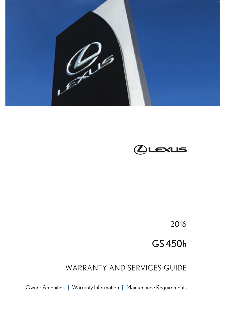 LEXUS GS 450H WARRANTY AND SERVICES MANUAL Pdf Download | ManualsLib