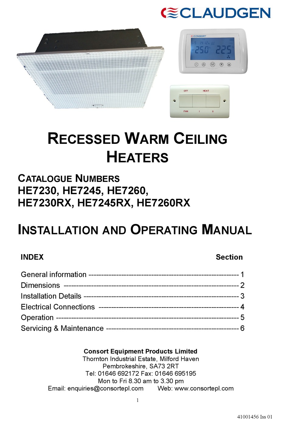 CLAUDGEN HE7230 INSTALLATION AND OPERATING MANUAL Pdf Download | ManualsLib