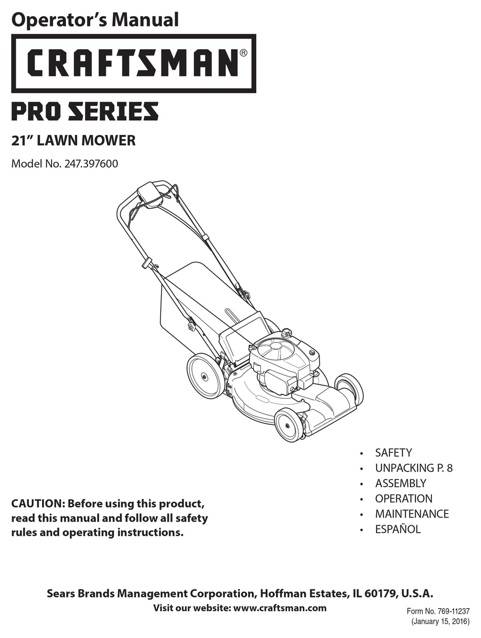 CRAFTSMAN 247.397600 OPERATOR'S MANUAL Pdf Download | ManualsLib