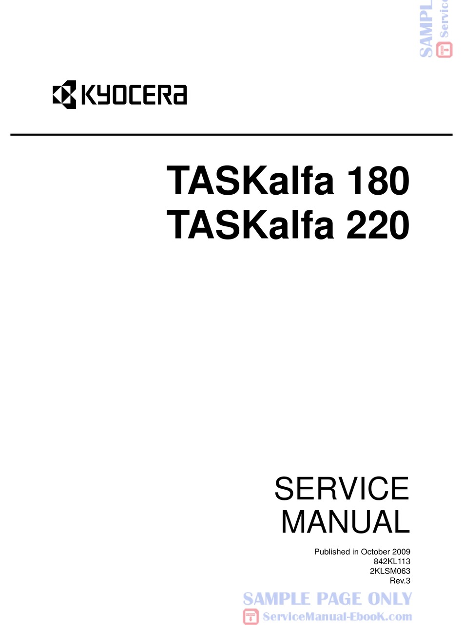 Kyocera Taskalfa 180 Service Manual Pdf Download Manualslib