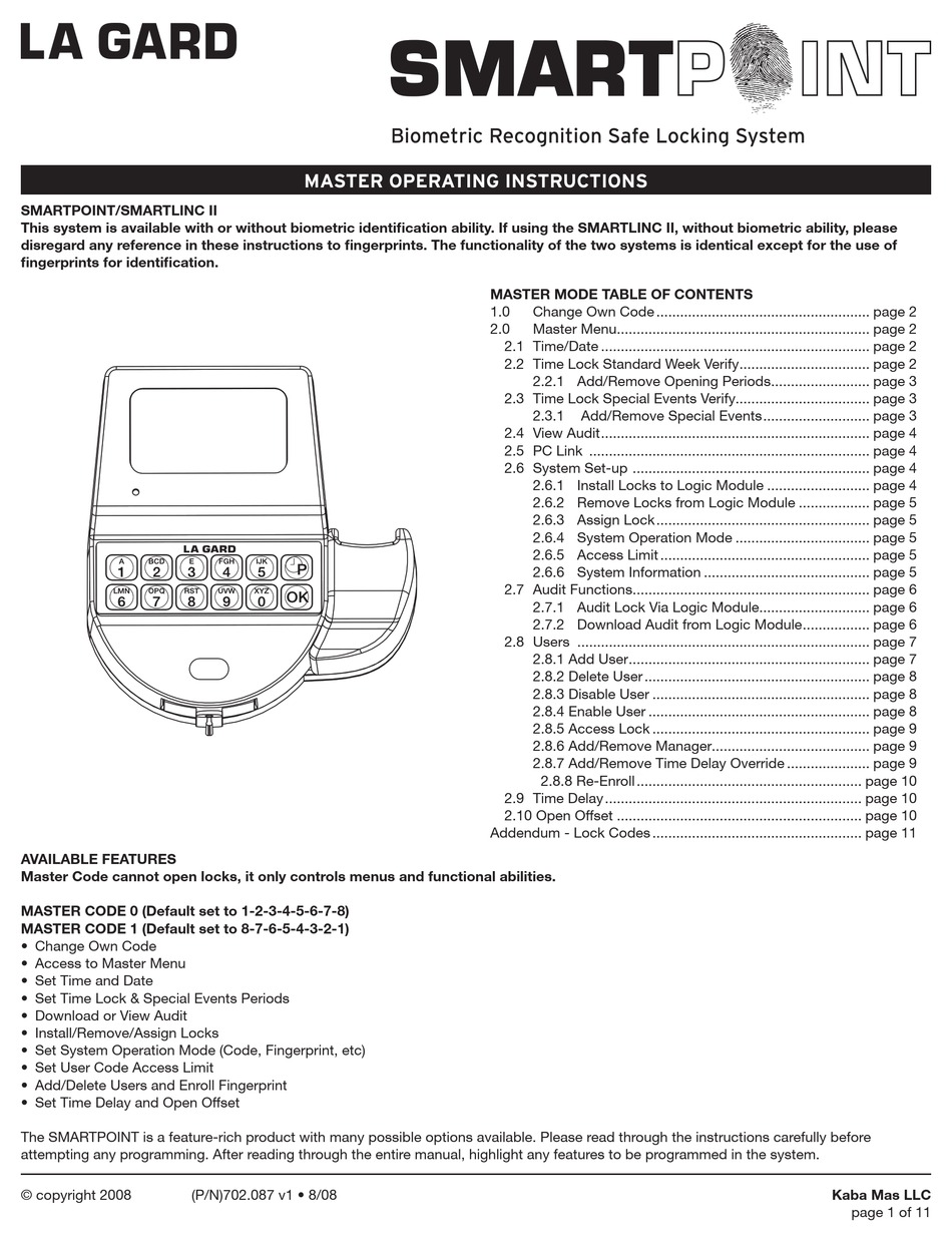 La Gard Smartpoint Operating Instructions Manual Pdf Download Manualslib